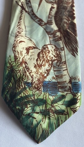 Vintage Necktie Hand Painted By Cavalle E. Roux Clothiers Dog, Bird Men’s Tie 4w - Picture 3 of 7