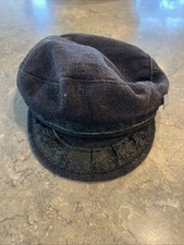 Aegean Greek Fisherman s Cap Black Wool Braided Brim Greece Size 59/60 Vintage
