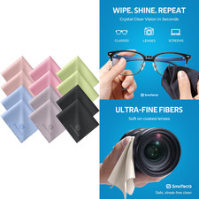 Microfiber Lens Cleaning Cloths 12 Pack Soft Scratch-Free for Glasses Screens