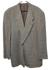 Giorgio Armani Suit Jacket 44L Wool Black Windowpane Luxury Designer Italy Lined