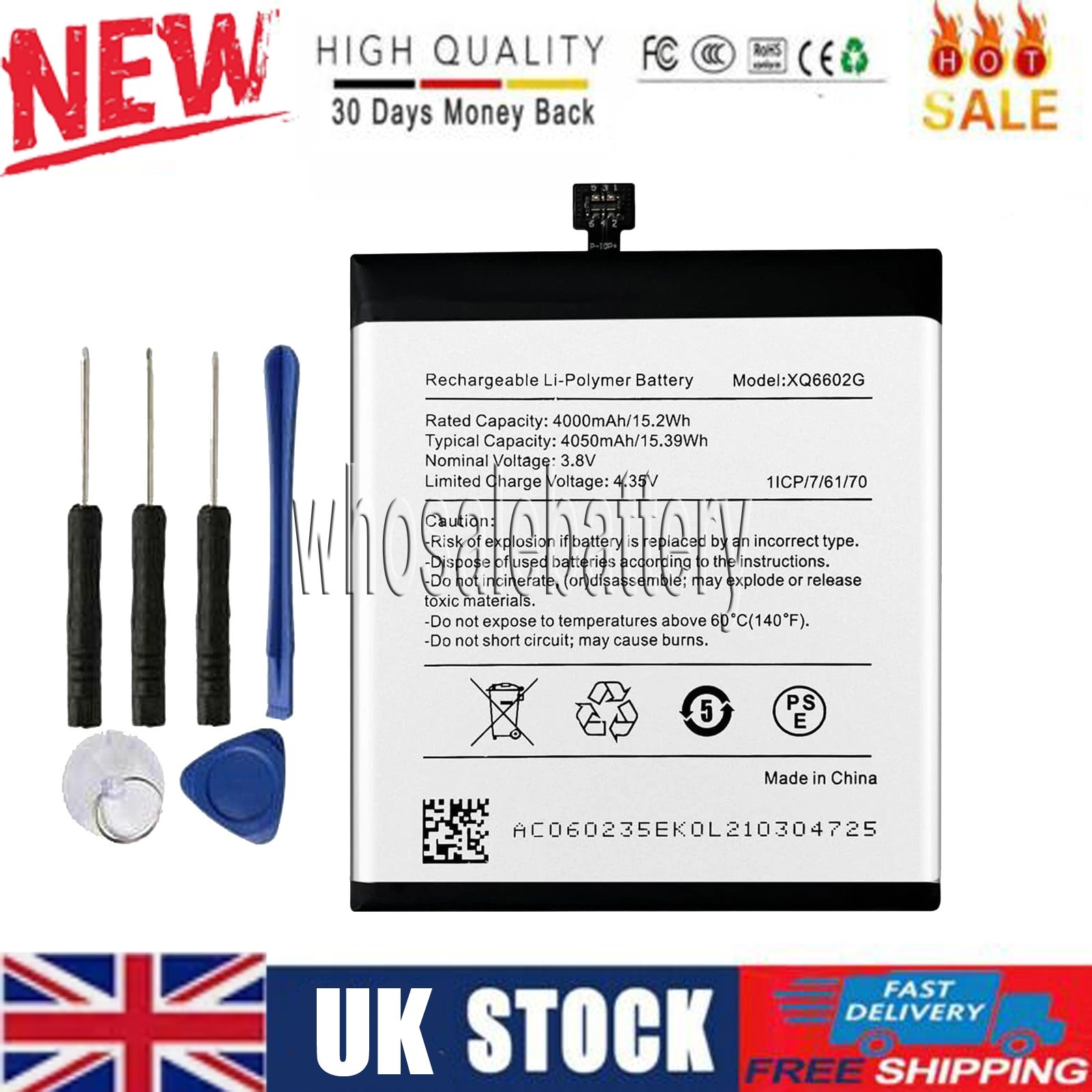 New XQ6602G Battery For Caterpillar Cat S62 3.8V 4000mAh/15.2Wh with Tools