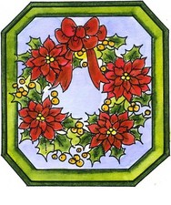 Christmas Poinsettia Wreath Wood Mounted Rubber Stamp NORTHWOODS MM11653 New