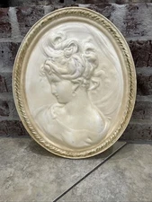 15” Vintage Chalkware 3D Wall Decor Cameo Relief