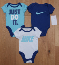 Nike Baby Boy 3 Piece Bodysuit Set  Blue, White  Sky Blue 