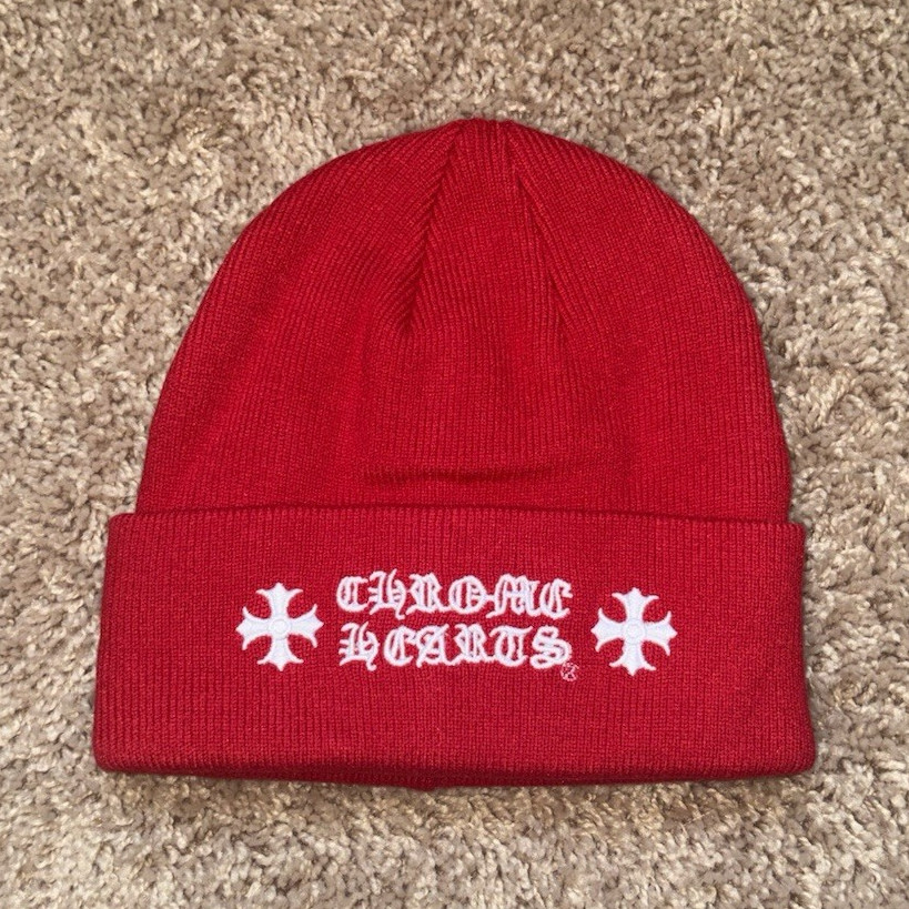 Chrome Hearts Red White Designer Beanie Hat Men Winter Fall Casual