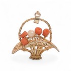 Vintage Silver Basket Necklace Pendant with Coral Beads and Pearl — photo 2