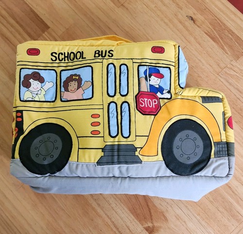 Alma's Designs School Bus Soft Fabric Baby Book Toy for Toddlers