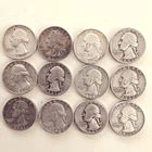 Washington Quarters Lot of 12 Silver Circulated 1941-1964 25C US Coins