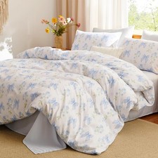 Bow Bedding Duvet Cover Twin Kids Girls Blue Floral Duvet Cover Set Romantic ...