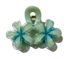 Green Flower Hair Claw Clip Floral Plastic Grip Women Girls Hair Accessory