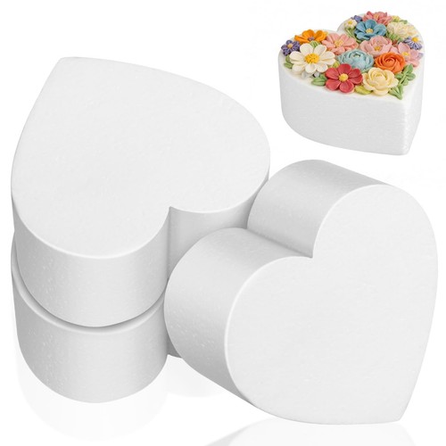 3 PCS Heart Shaped Foam Cake Dummies Set 6x6 Inch Fake Model Wedding Display