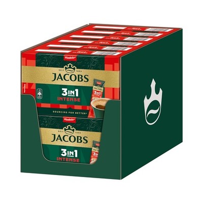 Jacobs 3-in-1 Intense, Instant Kaffee Sticks, Creamer und Zucker, 12 x 10 Sticks