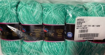 Himalaya Denim Yarn 100% Cotton 5 Pack   115-09 Green 