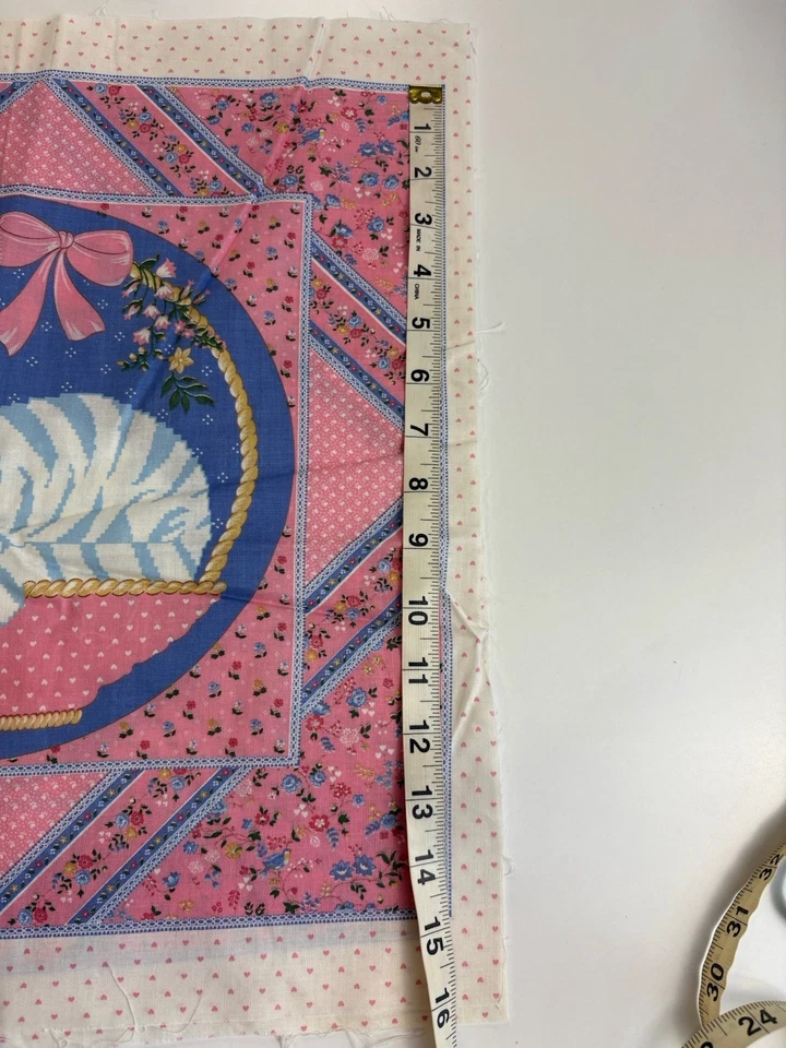 Cat Kitty Pillow Quilt Fabric Panel Pink Blue VIP Cranston Print Works 80’s Vtg - Image 3 of 4