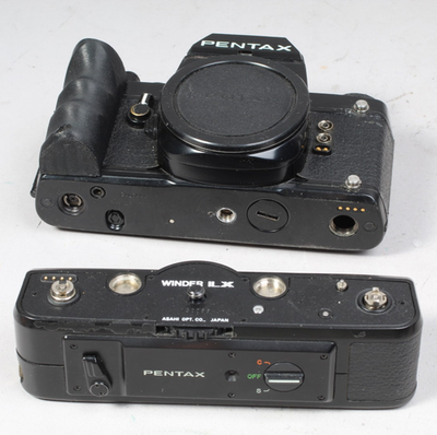PENTAX LX WITH MOTOR WINDER GRIP STRAP CAP MANUAL METER WORKS READ