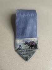 Vintage Rockmount Ranch Wear Sagebrush Picnic 32 Silk Tie USA Limit Edition