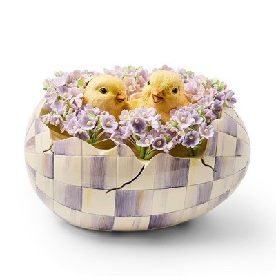 MacKenzie Childs Peekaboo Violet Chicks Egg Easter Bunny Decor Courtly Check