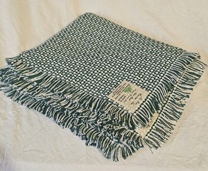 SET OF 4 Vermont Sel-Bar WEAVING DK. green & White 100% Cotton Woven Napkins New