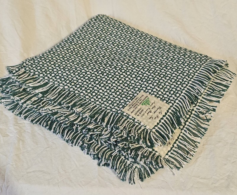 SET OF 4 Vermont Sel-Bar WEAVING DK. green & White 100% Cotton Woven Napkins New