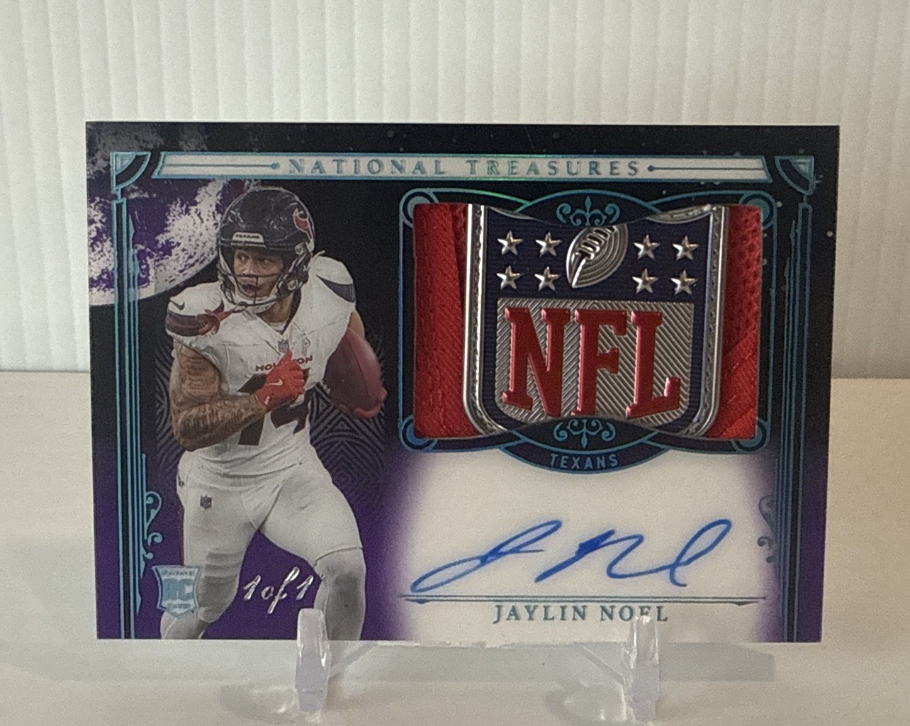 2025 Panini National Treasures Jaylin Noel RC NFL Shield Auto 1/1 Ssp Texans