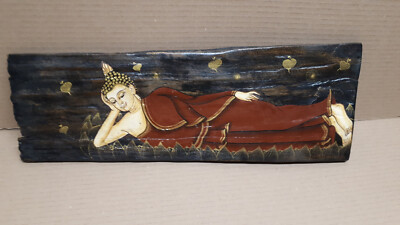 handgemalt 43 cm Holz Buddha bild Mönch Dachschindel Buddhismus Feng Shui