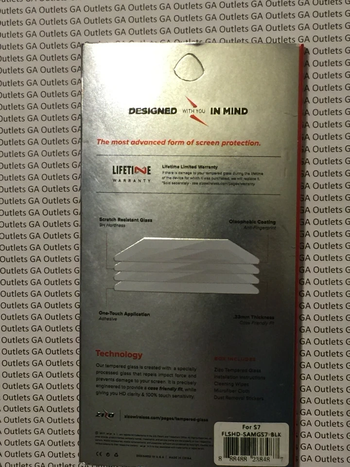Protector de vidrio templado ZIZO Lightning Shield para Samsung S7 negro 0,33 mm 9H Foto 2 de 3