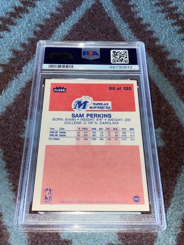 1986 Fleer Basketball Sam Perkins PSA 8 graded card fresh grade - Picture 4 of 7