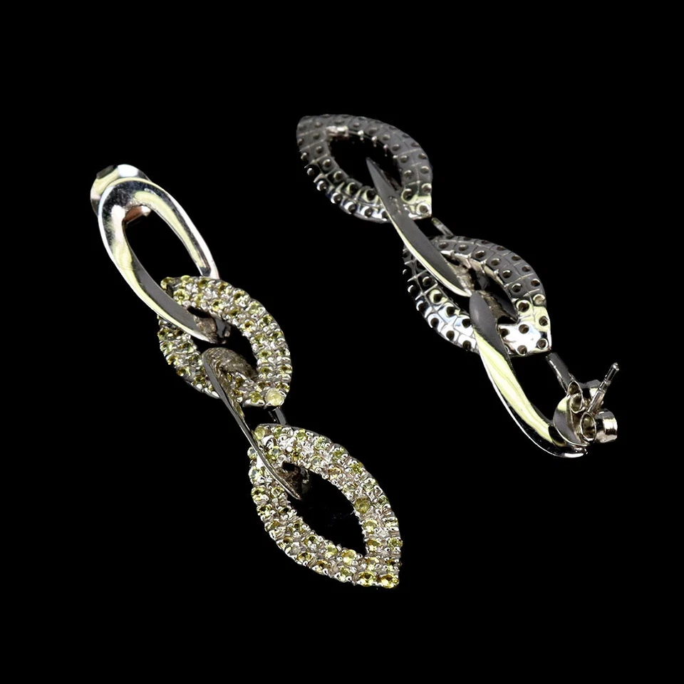 Orecchini In Argento Sterling 925 Con Zaffiro E Gemma A Taglio Diamante - Immagine 3 di 4