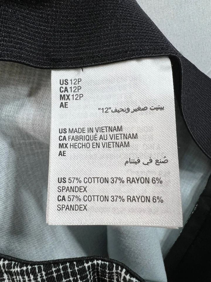 Pantalones de vestir Alfani para mujer talla 12 Petite 12P negro blanco patrón tobillo nuevos Foto 4 de 4