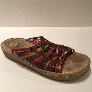 multi colored leather sandals