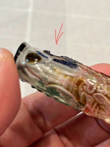 Antica bottiglia da tabacco cinese dinastia Qing multicolore in vetro trasparente con supporto in legno - Foto 24 di 24