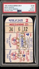 1962 WORLD SERIES GM.4 PSA VG 3 PSA DNA 9 MICKEY MANTLE AUTO POP 1