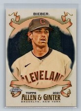 Shane Bieber 2021 Topps Allen & Ginter Chrome Baseball #66 Indians