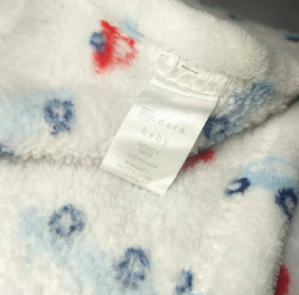 MODERN BABY Boy White Car Blanket Fleece Security Lovey Blue Red HTF - Image 2 of 4