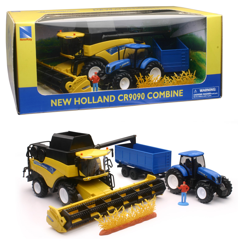 New-Ray New Holland CR9090 Combine, Tractor and Trailer 1/32 Scale 