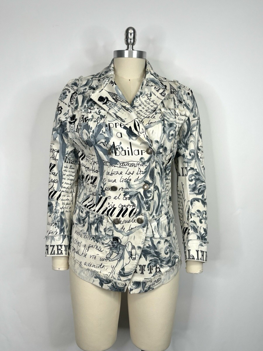 Vtg John Galliano Gazette Print Jacket US6 | eBay