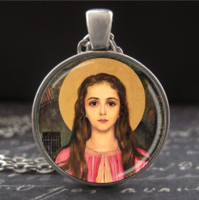 Philomena Medal Silver Catholic Saint Pendant Hand Crafted Holy Prayer  Charm