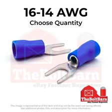 Blue PVC/Vinyl #10 Fork Crimp Connectors Terminals, AWG 16-14