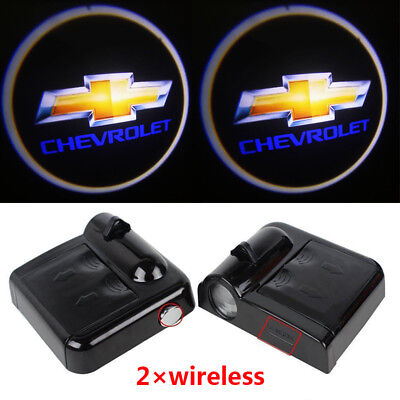2 Wireless For Chevrolet LED Courtesy Car Logo Door Ghost Shadow Projector Light