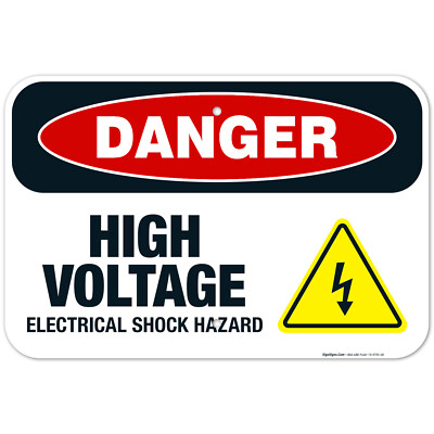 Danger High Voltage Electrical Shock Hazard Sign, OSHA Danger Sign,
