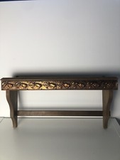 Ancienne Étagère Murale En Bois Et Cuivre Vintage Avec Motif Rose Collection