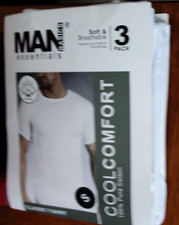 MAN Basic Essential CLASSIC 3-PACK Cool Comfort T-Shirts S White NWT