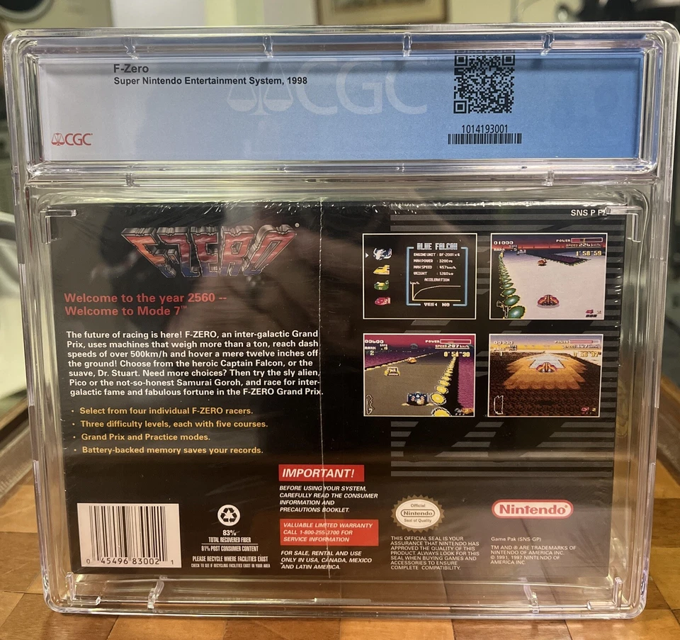 SNES Super Nintendo Game FZERO / F-ZERO - CGC GRADED 9.6 A+ MINT NEW & Sealed! - Image 2 of 4