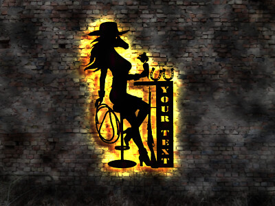 LED Schild  Cowgirl Horse Pferdefrau Petplay Maske Pferdeweide Ställe Pension