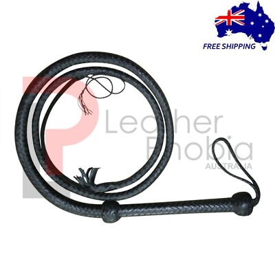 Genuine Cow Leather 4 Feet Long 12 Plait Weaving Bull Whip Black