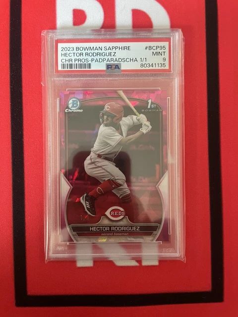 2023 Bowman Chrome Sapphire Hector Rodriguez Padparadscha 1st Prospect 1/1 PSA9