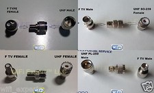 1 x UHF Male PL-259 Female SO-239 To F TV Male Female COAX RF Connector Adapter