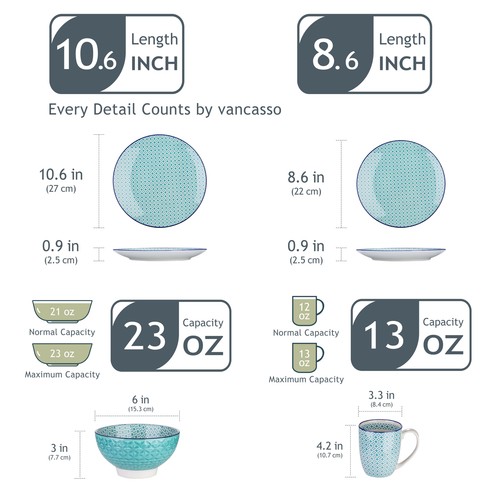 vancasso MACARON Dinnerware Set Porcelain Tableware Plates Bowls Mug Set - Picture 2 of 25