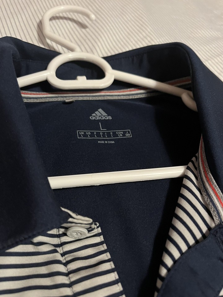 Adidas Golf USA Multicolored Athletic Polo. Size L. Navy And White