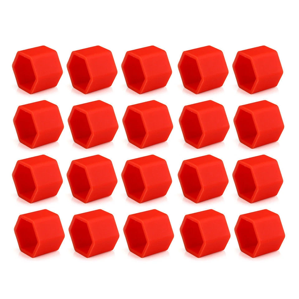 20pcs Red Car Truck Wheel Tyre Hub Screw Bolt Nut 19mm Plastic Cap Accessories - Image 2 of 4